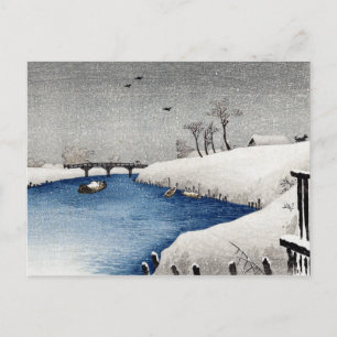Postal Nieve Takahashi Shōtei sobre el río Ayase