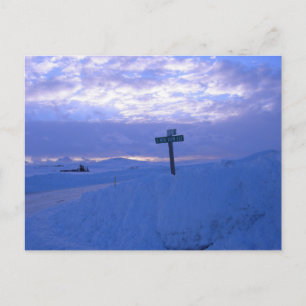 Postal Nieve y puesta de sol