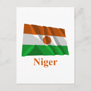 Postal Níger ondeando la bandera con el nombre