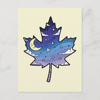 Postal night sky in maple leaf