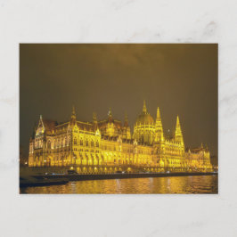 Postal Night View, Hungarian Parliament, Budapest Hungary