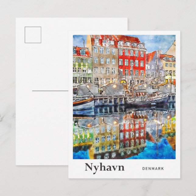 Postal Nihavn Dinamarca Traer mano acuática (Anverso / Reverso)