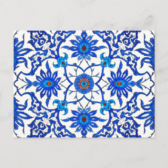 Postal Nilo de estilo Art Nouveau chino - Azul cobalto y  (Anverso)