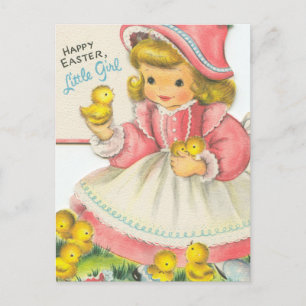 Postal Niña Adorable De Pascua