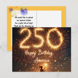 Postal Niña Con Bengalas Para El 250 Aniversario De Améri