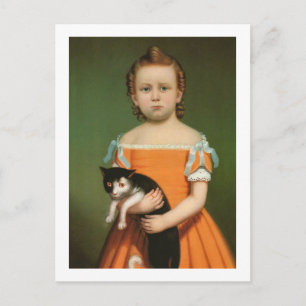 Postal Niña con gatito, William Thompson Bartoll