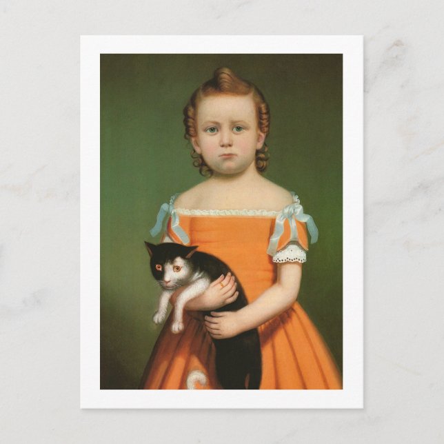 Postal Niña con gatito, William Thompson Bartoll (Anverso)