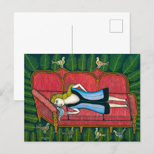 Postal Niña con palomas Morris Hirshfield