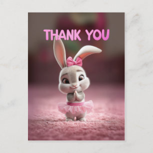 Postal Niña conejita bebé linda en tutú rosa gracias