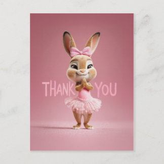 Postal Niña conejita bebé linda en tutú rosa gracias