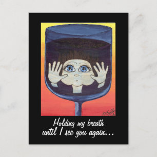 Postal Niña cuántica en el pensamiento de Vidrio Vino