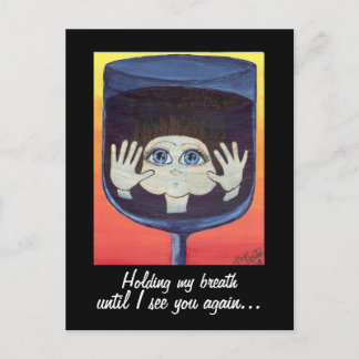 Postal Niña cuántica en el pensamiento de Vidrio Vino