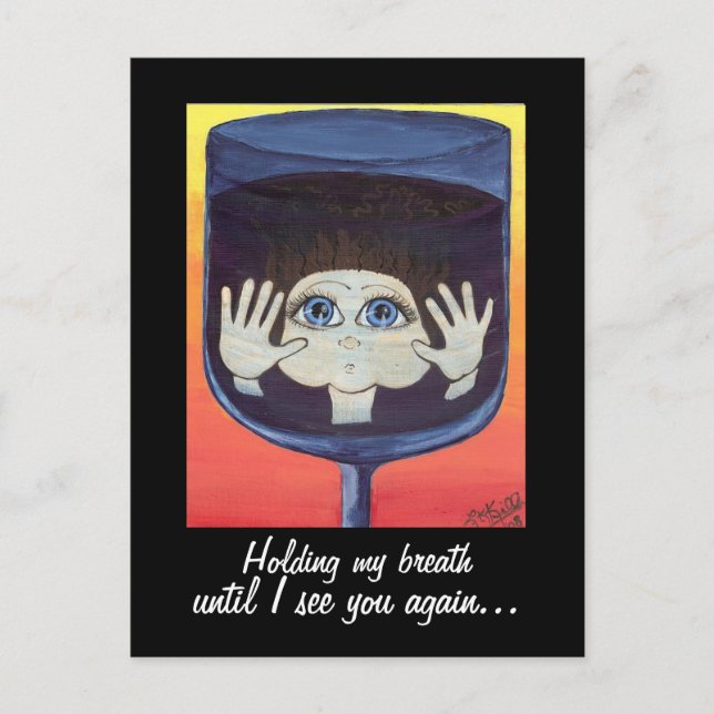 Postal Niña cuántica en el pensamiento de Vidrio Vino (Anverso)