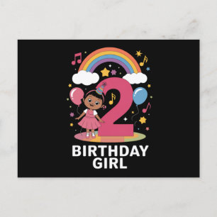 Postal Niña Cumpleaños Dos Años Cumple 2 Años Cumpleaños 