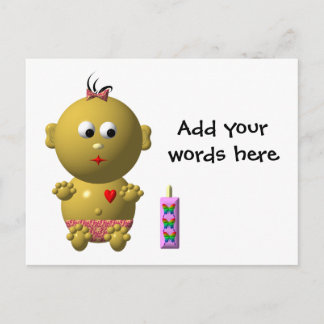 POSTAL NIÑA DE BEBÉ CON 1 FRASCO