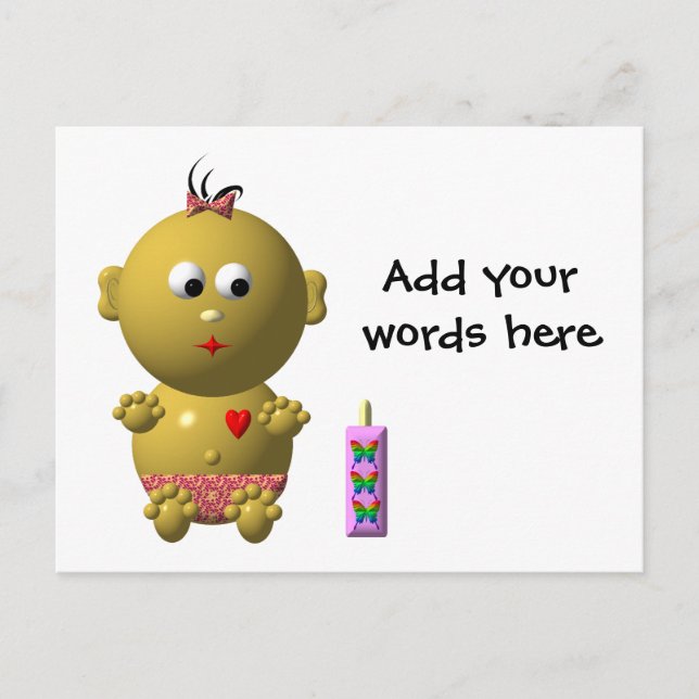 POSTAL NIÑA DE BEBÉ CON 1 FRASCO (Anverso)