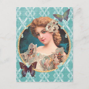 Postal Niña de flores de Victoria