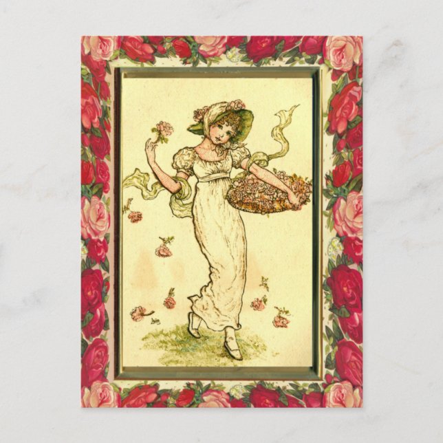 Postal Niña de flores de Victoria (Anverso)