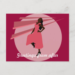 Postal Niña de la moda en rosa