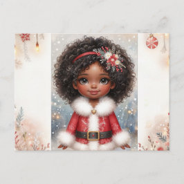 Postal Niña de Navidad con vestido de Santa Fiesta Navide