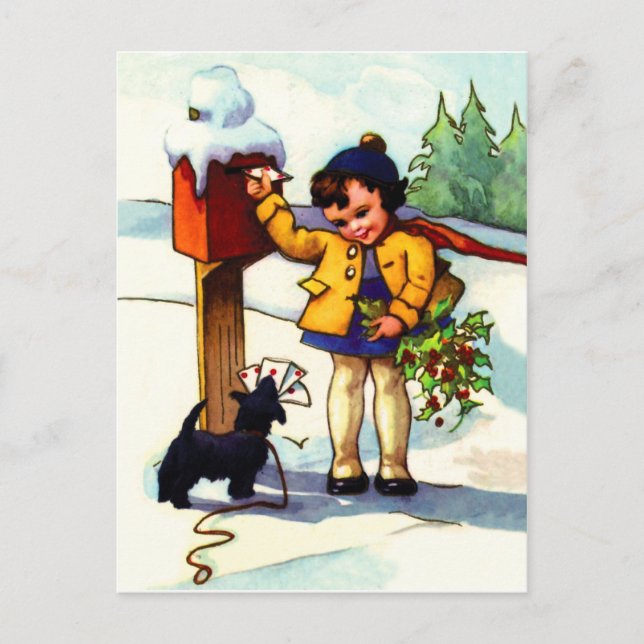 Postal Niña envía saludos de Navidad (Anverso)