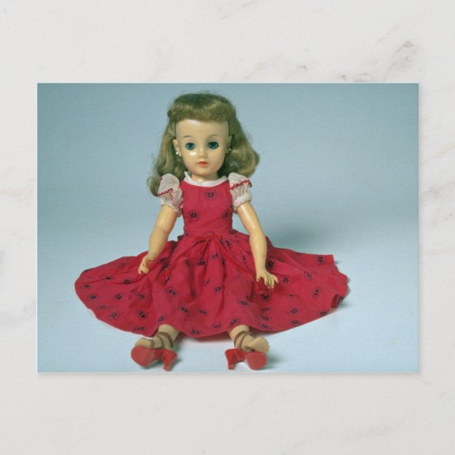 Postal Niña muñeca vestida de rojo (Anverso)