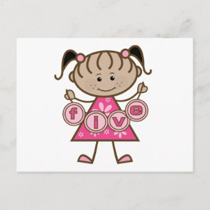 Postal Niña pequeña 5 camisetas de cumpleaños y regalos