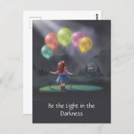 Postal Niña pequeña con globos