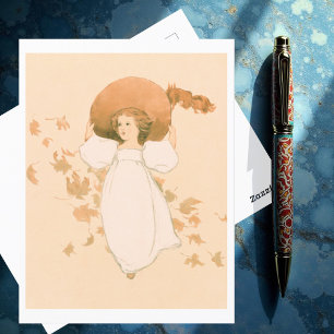Postal Niña pequeña con hojas (aproximadamente 1861-1897)