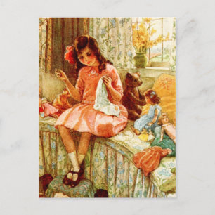 Postal Niña pequeña masticando