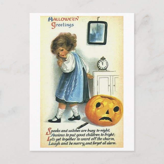 Postal Niña pequeña y calabaza (Anverso)