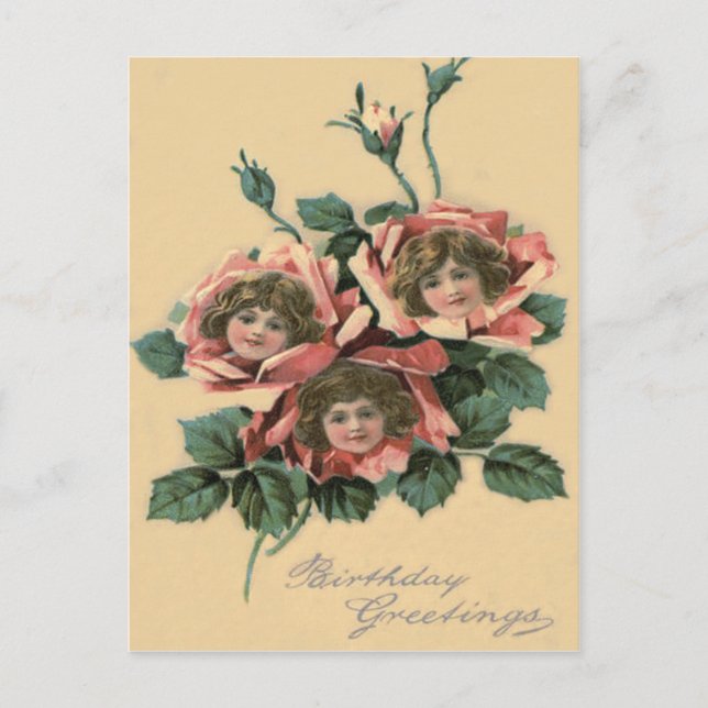 Postal Niña Pequeña y Linda Rosa (Anverso)