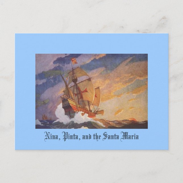 Postal Nina, Pinta y la Santa María