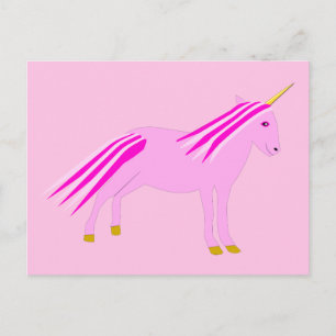 Postal Niña Rosa bonito Unicorn