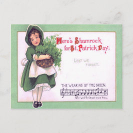 Postal Niña Trébol Vistiendo de Verde