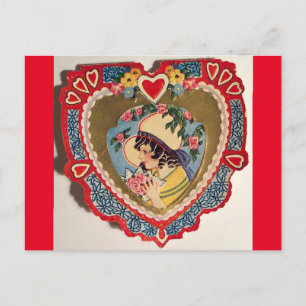 Postal Niña virgen en el corazón de San Valentín