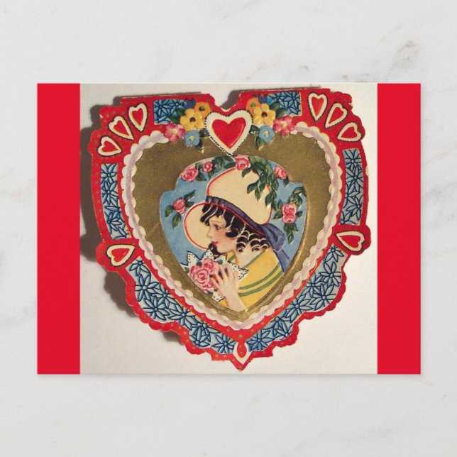 Postal Niña virgen en el corazón de San Valentín (Anverso)