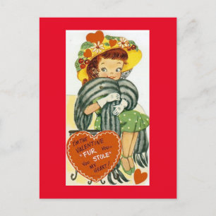 Postal Niña virgen en San Valentín de 1950 robada de tint