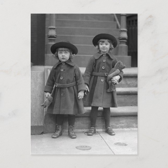 Postal Niñas con osos de peluche, 1921 (Anverso)