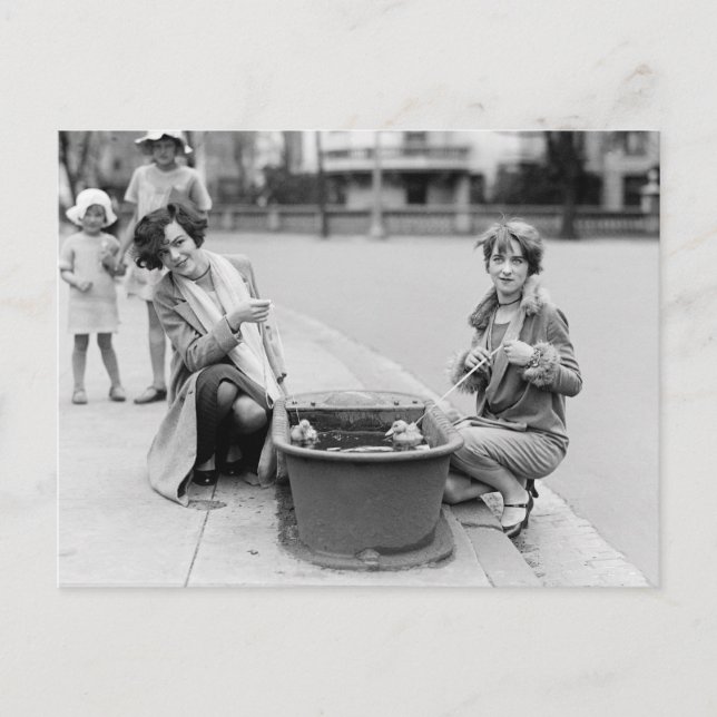 Postal Niñas con patitos, 1927 (Anverso)