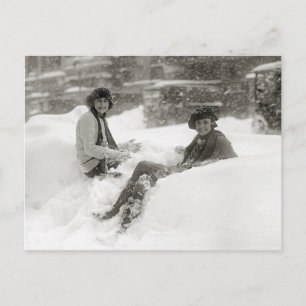 Postal Niñas en la nieve, 1922