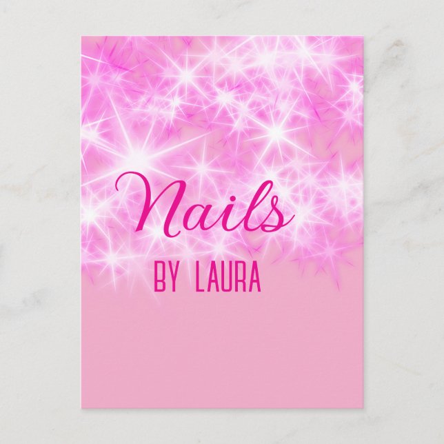 Postal Niñas purpurinas rosadas y nails añaden nombre a s (Anverso)