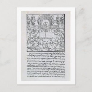 Postal Ninfas con el amante de Polia, ilustracion de