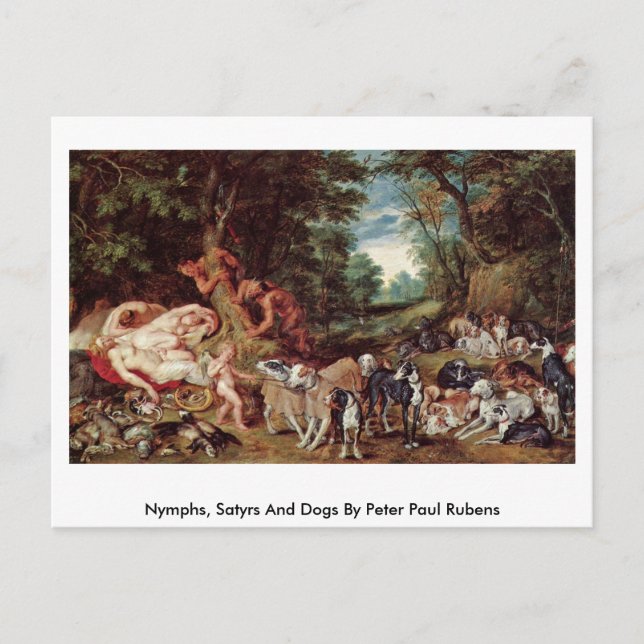 Postal Ninfas, Satys Y Perros De Peter Paul Rubens (Anverso)