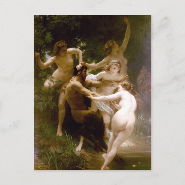 Postal Ninfas y Satyr, William-Adolphe Bouguereau (Anverso)