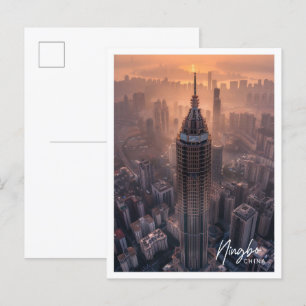 Postal Ningbo China Arte viaje famoso