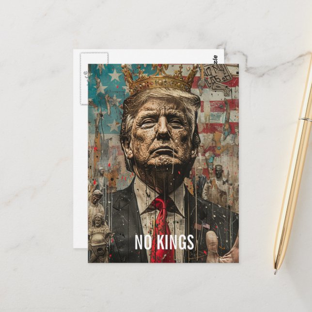 Postal Ningún Rey Trump con corona (Anverso/Reverso In Situ)