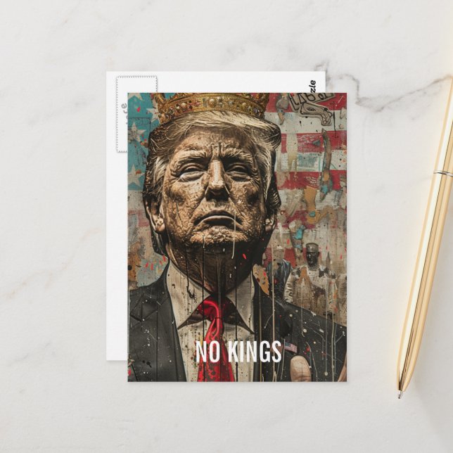 Postal Ningún Rey Trump con corona (Anverso/Reverso In Situ)