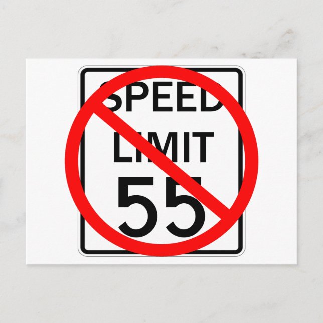 Postal Ningún Rótulo del límite de velocidad de 55 mph (Anverso)