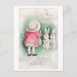 Postal Niñita y conejo de la Semana Santa